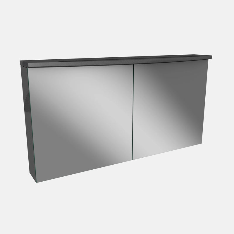 Spiegelschrank L4 I 120 cm mit einer dimmbaren LED-Leuchte und zwei Türen, Grafit Hochglanz