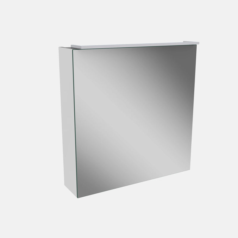 Spiegelschrank L5 | 60 cm mit dimmbarer LED-Leuchte und einer Tür Anschlag rechts, Weiß Hochglanz