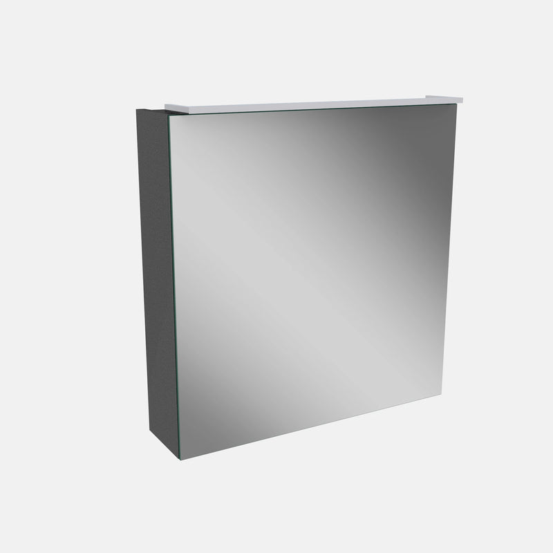Spiegelschrank L5 | 60 cm mit dimmbarer LED-Leuchte und einer Tür Anschlag links, Grafit Hochglanz