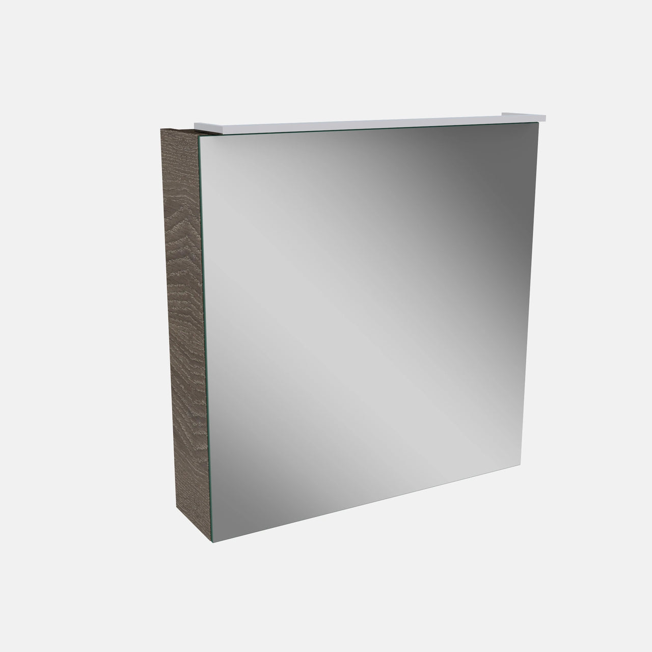 Spiegelschrank L5 | 60 cm mit dimmbarer LED-Leuchte und einer Tür Anschlag links, Eiche-Maron