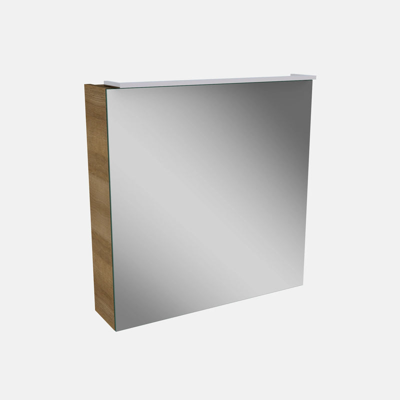 Spiegelschrank L5 | 60 cm mit dimmbarer LED-Leuchte und einer Tür Anschlag links, Berg-Eiche