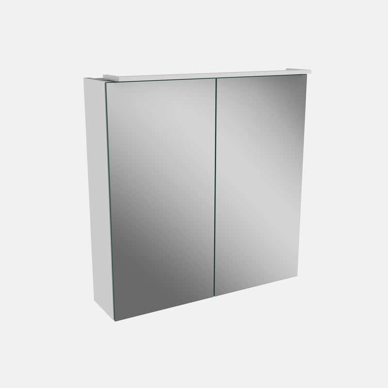 Spiegelschrank L5 | 60 cm mit dimmbarer LED-Leuchte und zwei Türen, Weiß Hochglanz
