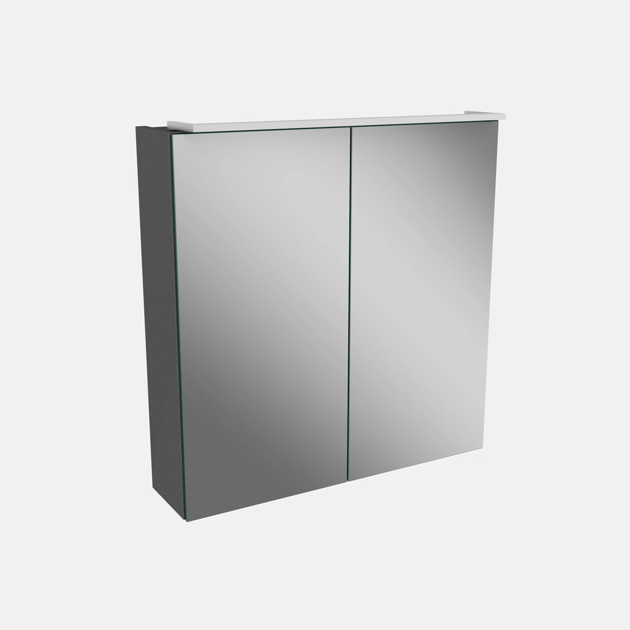 Spiegelschrank L5 | 60 cm mit dimmbarer LED-Leuchte und zwei Türen, Grafit Hochglanz