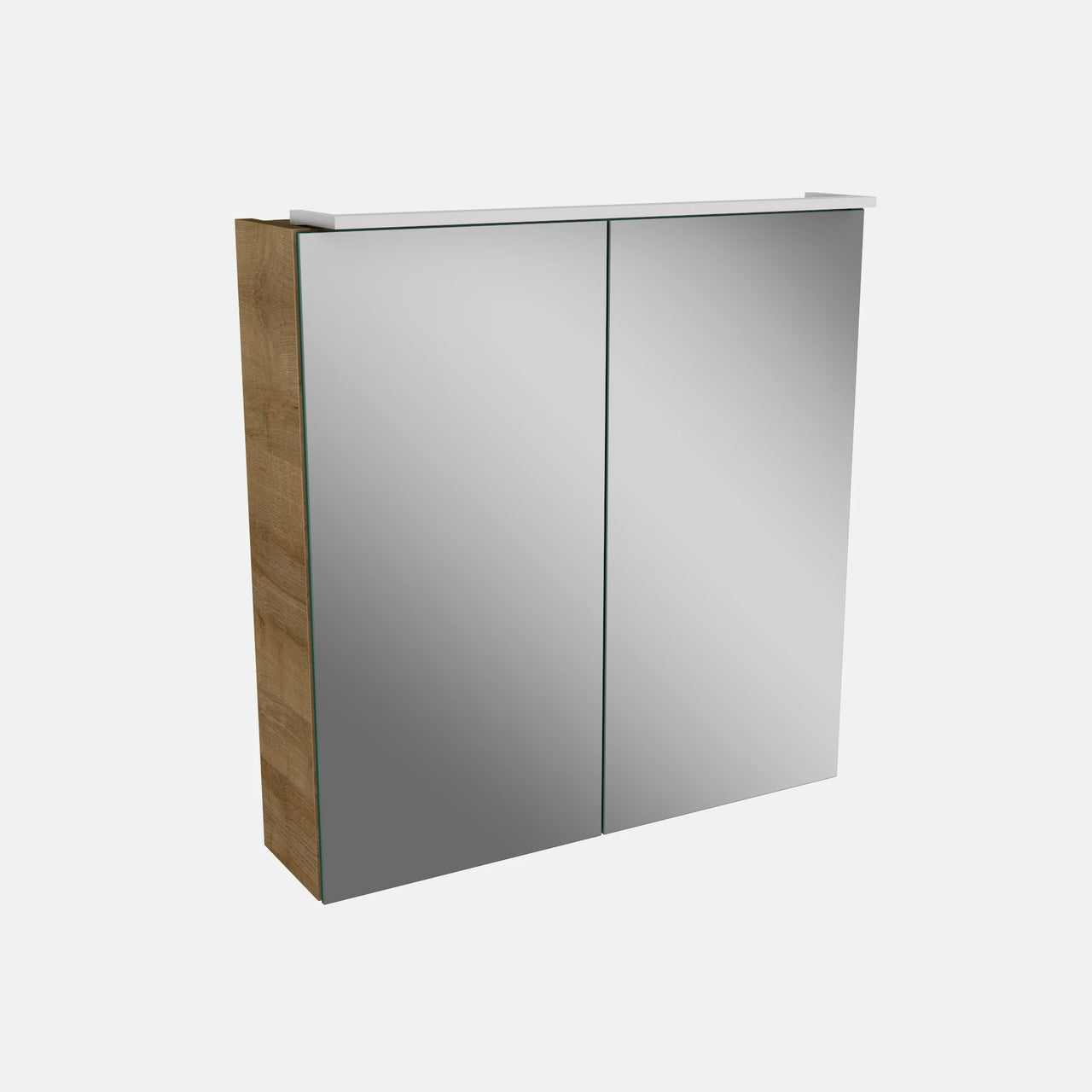 Spiegelschrank L5 | 60 cm mit dimmbarer LED-Leuchte und zwei Türen, Berg-Eiche