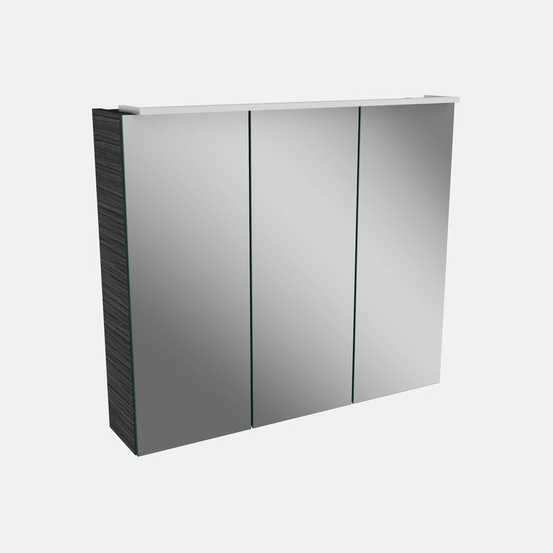 Spiegelschrank L5 | 70 cm mit dimmbarer LED-Leuchte und drei Türen, Dark Oak
