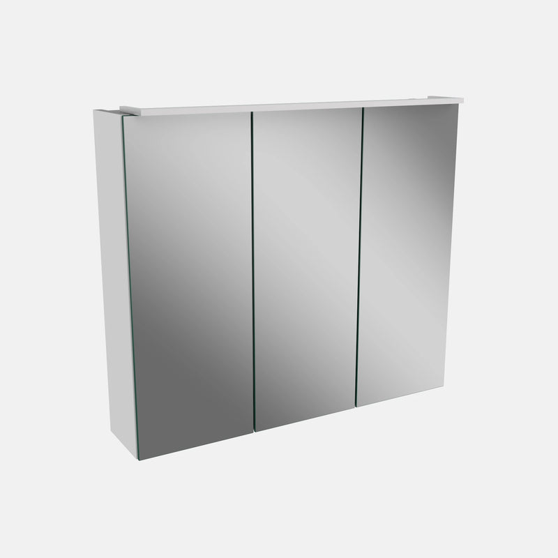 Spiegelschrank L5 | 70 cm mit dimmbarer LED-Leuchte und drei Türen, Weiß Hochglanz