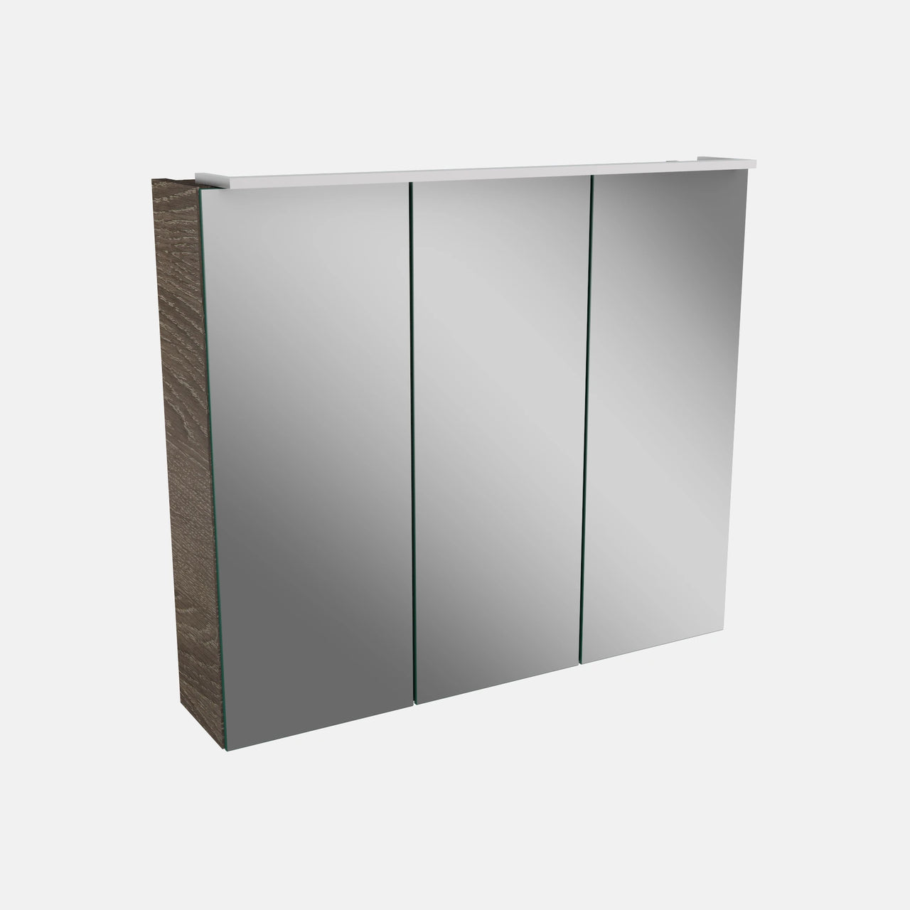 Spiegelschrank L5 | 70 cm mit dimmbarer LED-Leuchte und drei Türen, Eiche-Maron