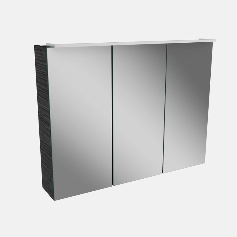 Spiegelschrank L5 | 90 cm mit dimmbarer LED-Leuchte und drei Türen, Dark Oak