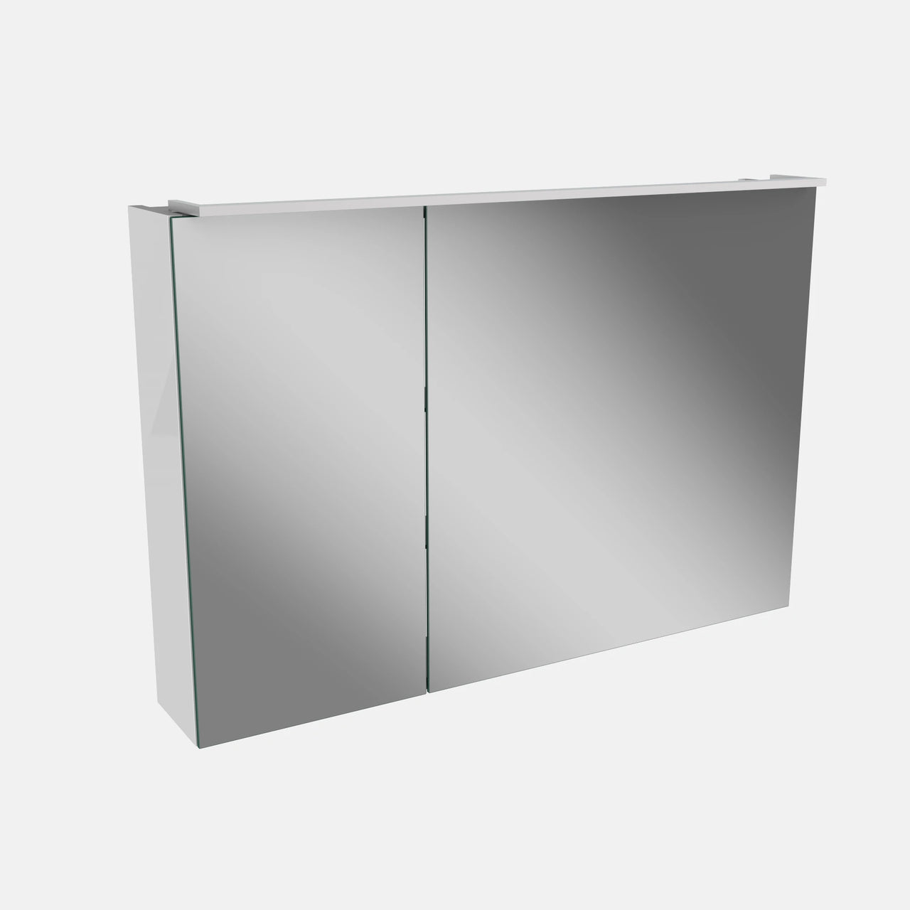 Spiegelschrank L5 | 90 cm mit dimmbarer LED-Leuchte und zwei Türen, Weiß Hochglanz
