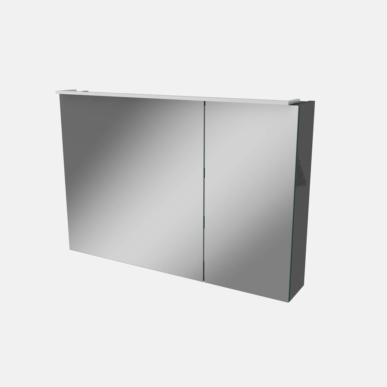 Spiegelschrank L5 | 90 cm mit dimmbarer LED-Leuchte und zwei Türen, Grafit Hochglanz