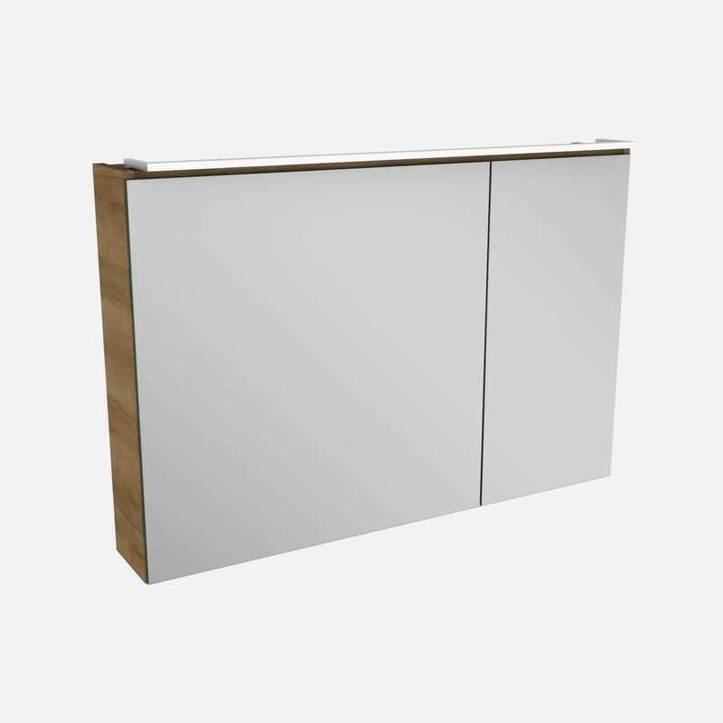 Spiegelschrank L5 | 90 cm mit dimmbarer LED-Leuchte und zwei Türen, Berg-Eiche