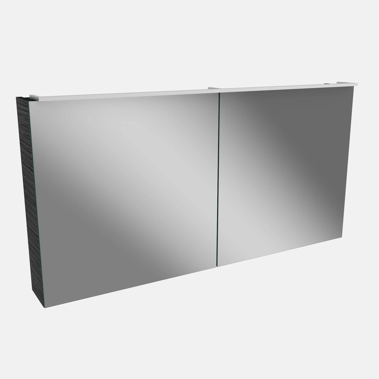 Spiegelschrank L5 | 120 cm mit dimmbarer LED-Leuchte und zwei Türen, Dark Oak