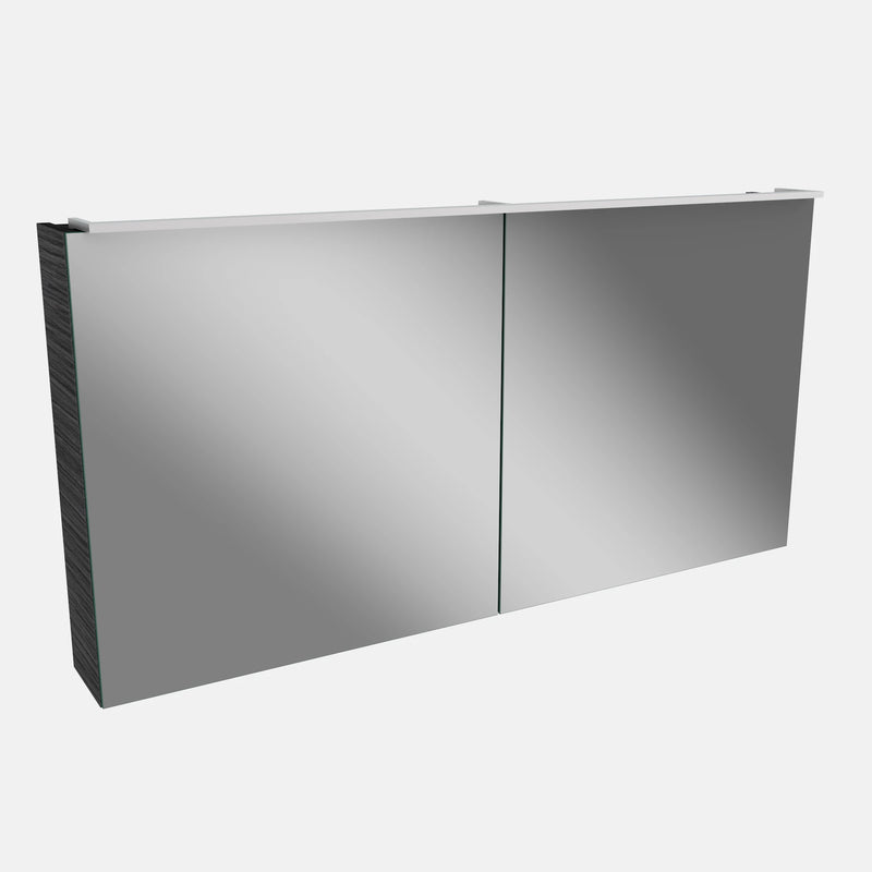 Spiegelschrank L5 | 120 cm mit dimmbarer LED-Leuchte und zwei Türen, Dark Oak