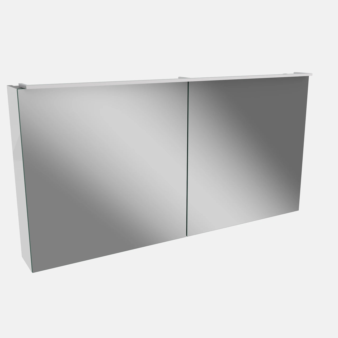 Spiegelschrank L5 | 120 cm mit dimmbarer LED-Leuchte und zwei Türen, Weiß Hochglanz