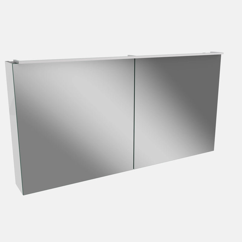 Spiegelschrank L5 | 120 cm mit dimmbarer LED-Leuchte und zwei Türen, Weiß Hochglanz