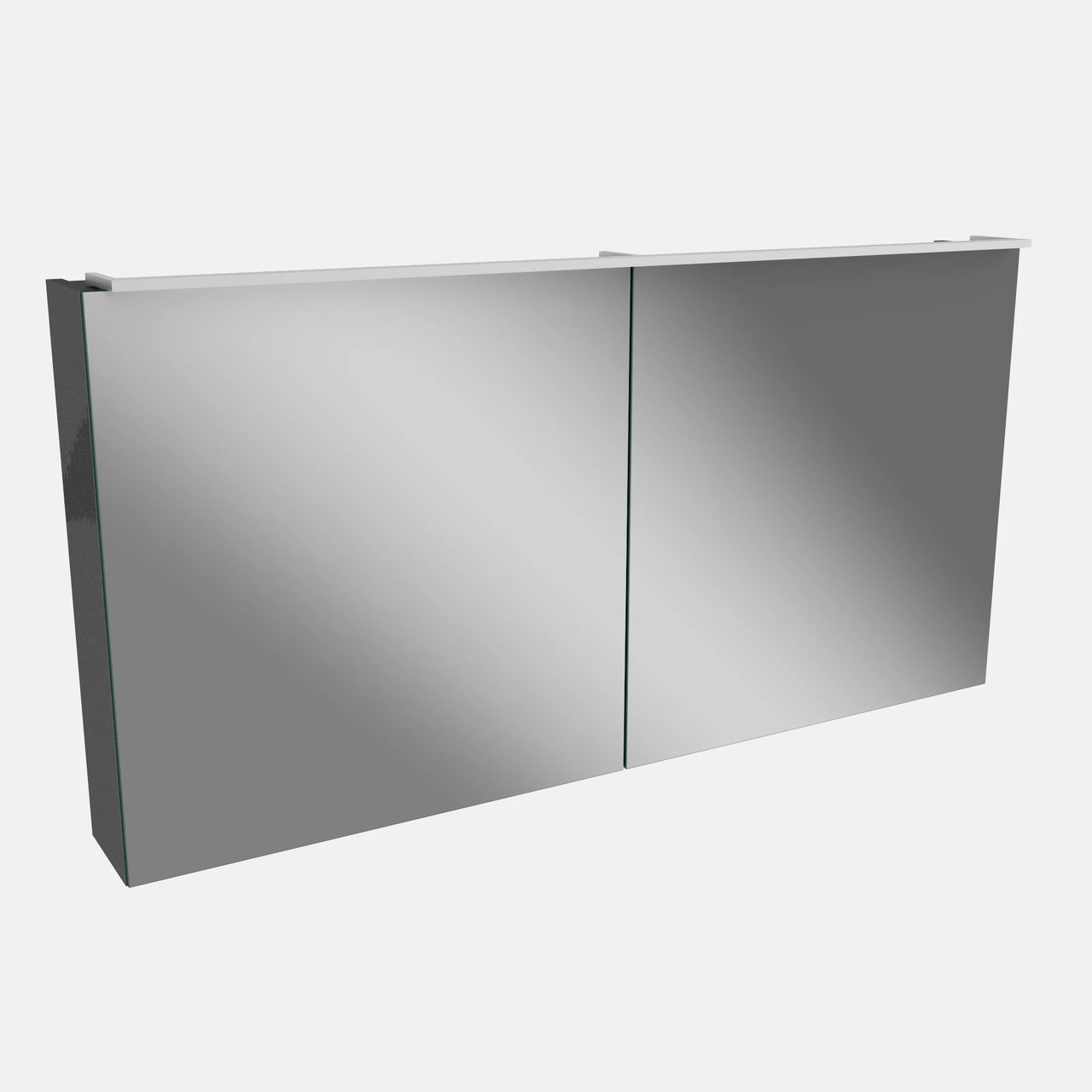 Spiegelschrank L5 | 120 cm mit dimmbarer LED-Leuchte und zwei Türen, Grafit Hochglanz