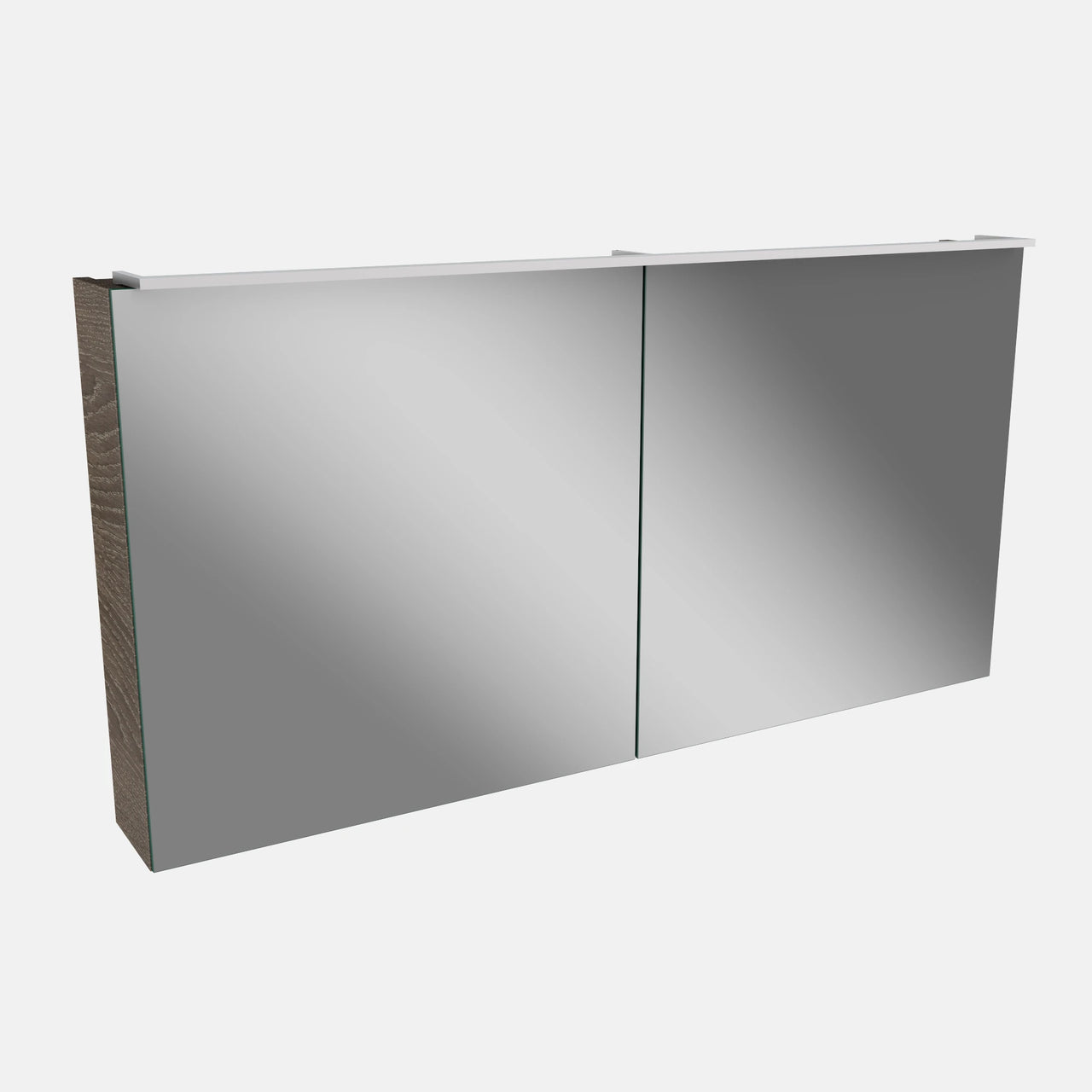 Spiegelschrank L5 | 120 cm mit dimmbarer LED-Leuchte und zwei Türen, Eiche-Maron