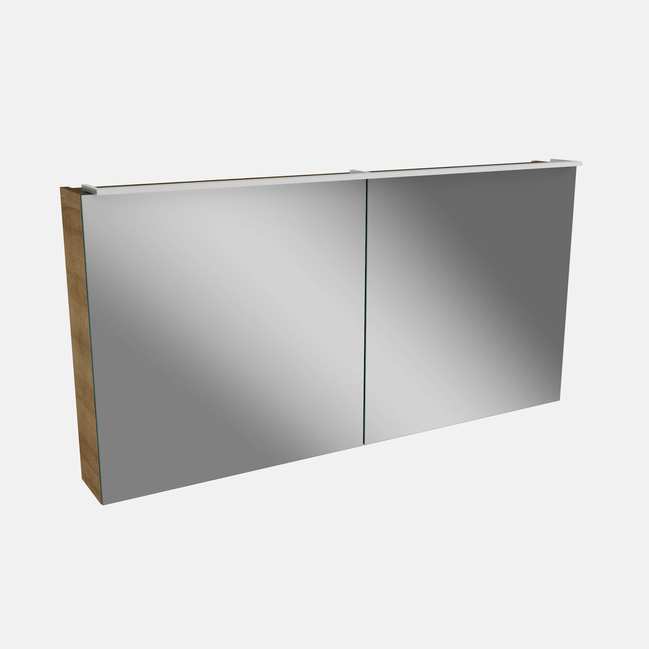 Spiegelschrank L5 | 120 cm mit dimmbarer LED-Leuchte und zwei Türen, Berg-Eiche