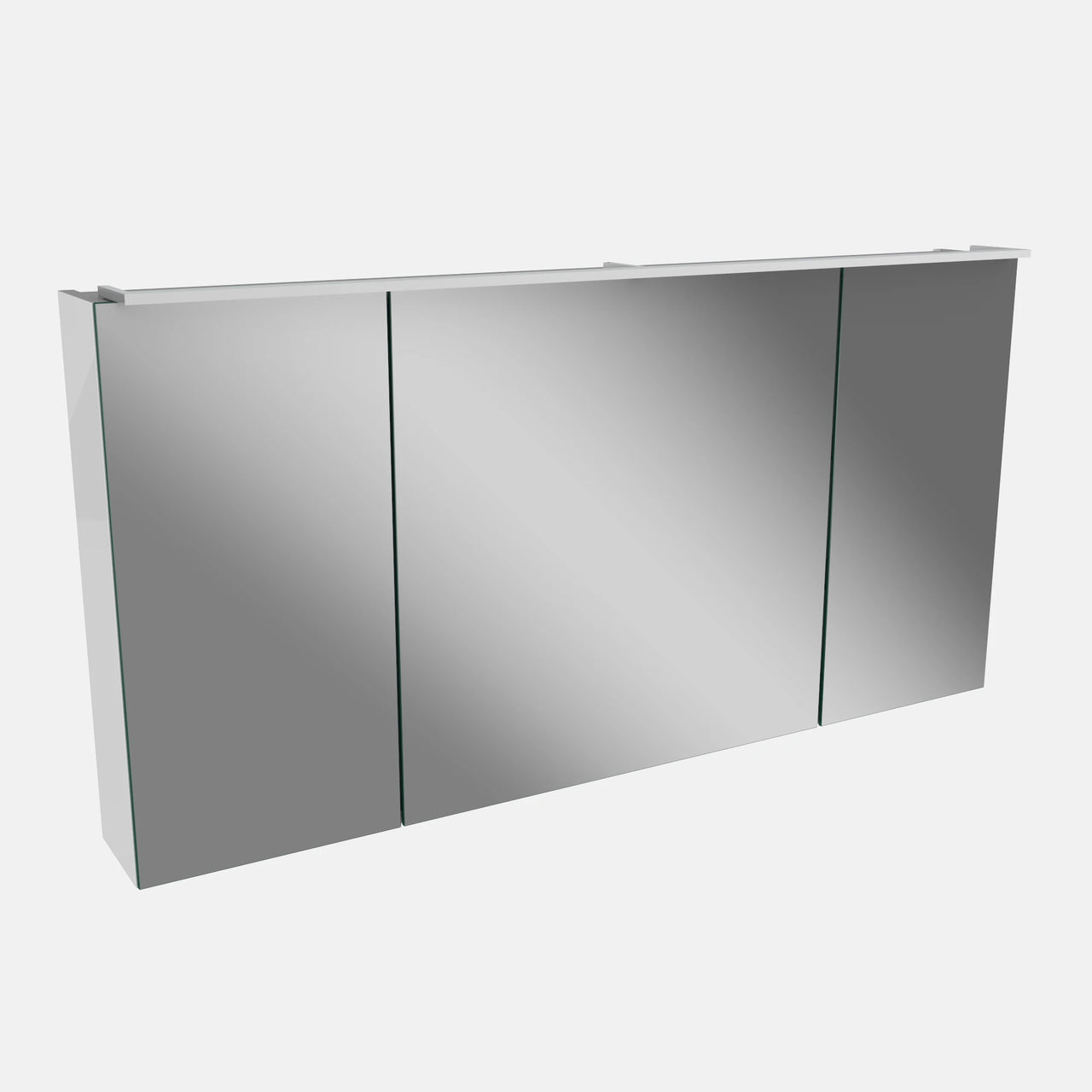Spiegelschrank L5 | 120 cm mit dimmbarer LED-Leuchte und drei Türen, Weiß Hochglanz