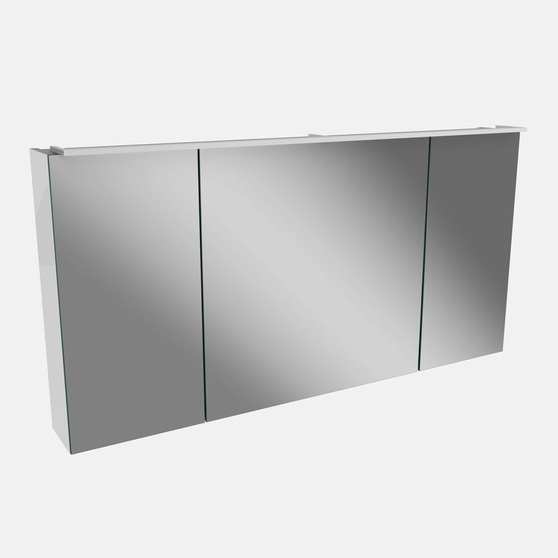 Spiegelschrank L5 | 120 cm mit dimmbarer LED-Leuchte und drei Türen, Weiß Hochglanz