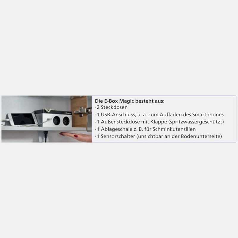 Spiegelschrank L5 | 60 cm mit dimmbarer LED-Leuchte und zwei Türen, Eiche-Maron
