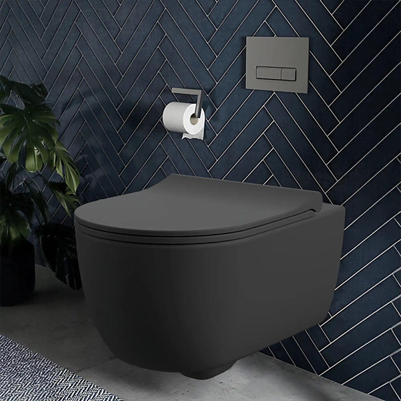 Premium WC-Set I Spülrandlos inkl. Sitz; schwarz matt