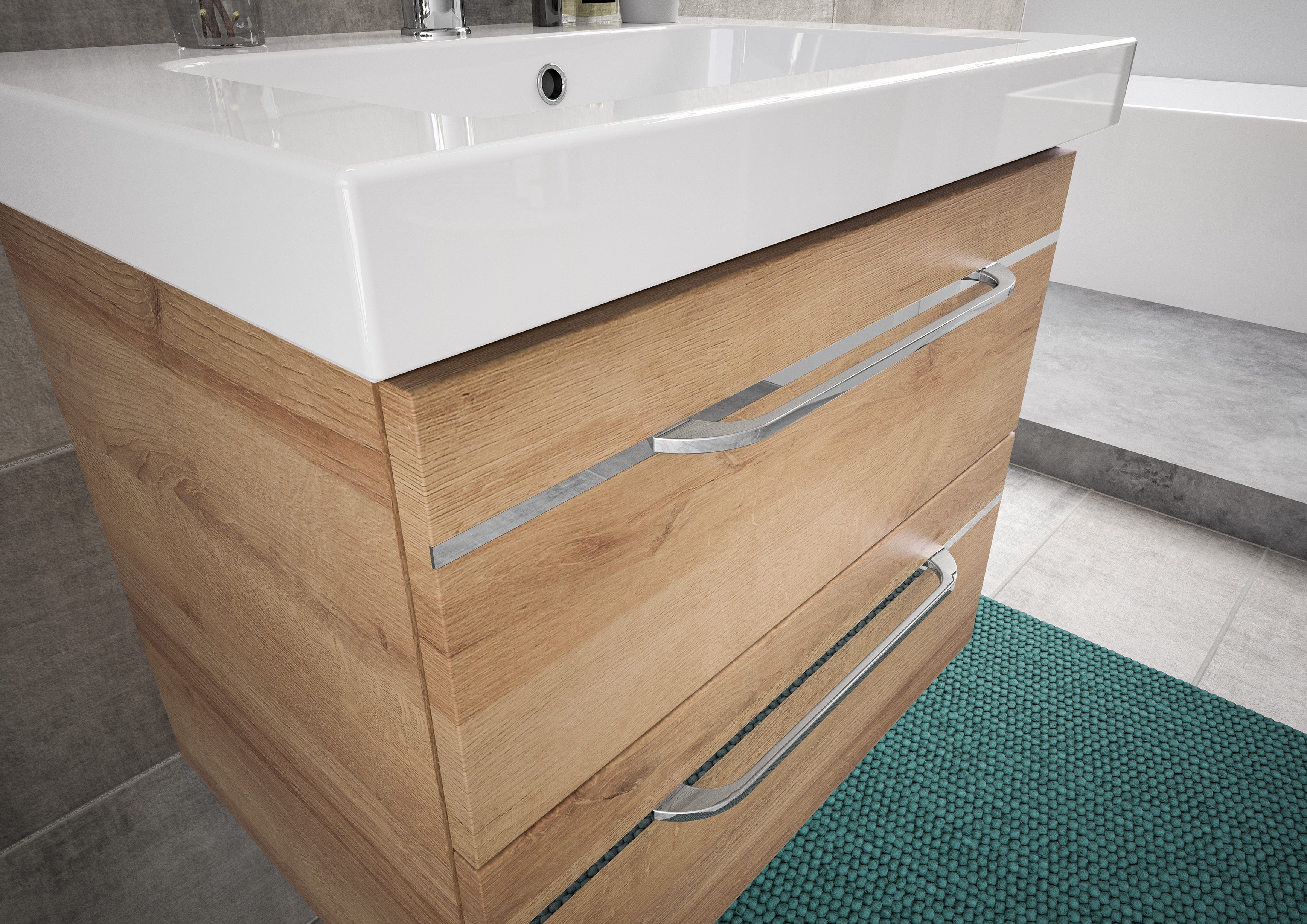 Balto Sprint Waschtisch mit Unterschrank / 65cm, Riviera Eiche