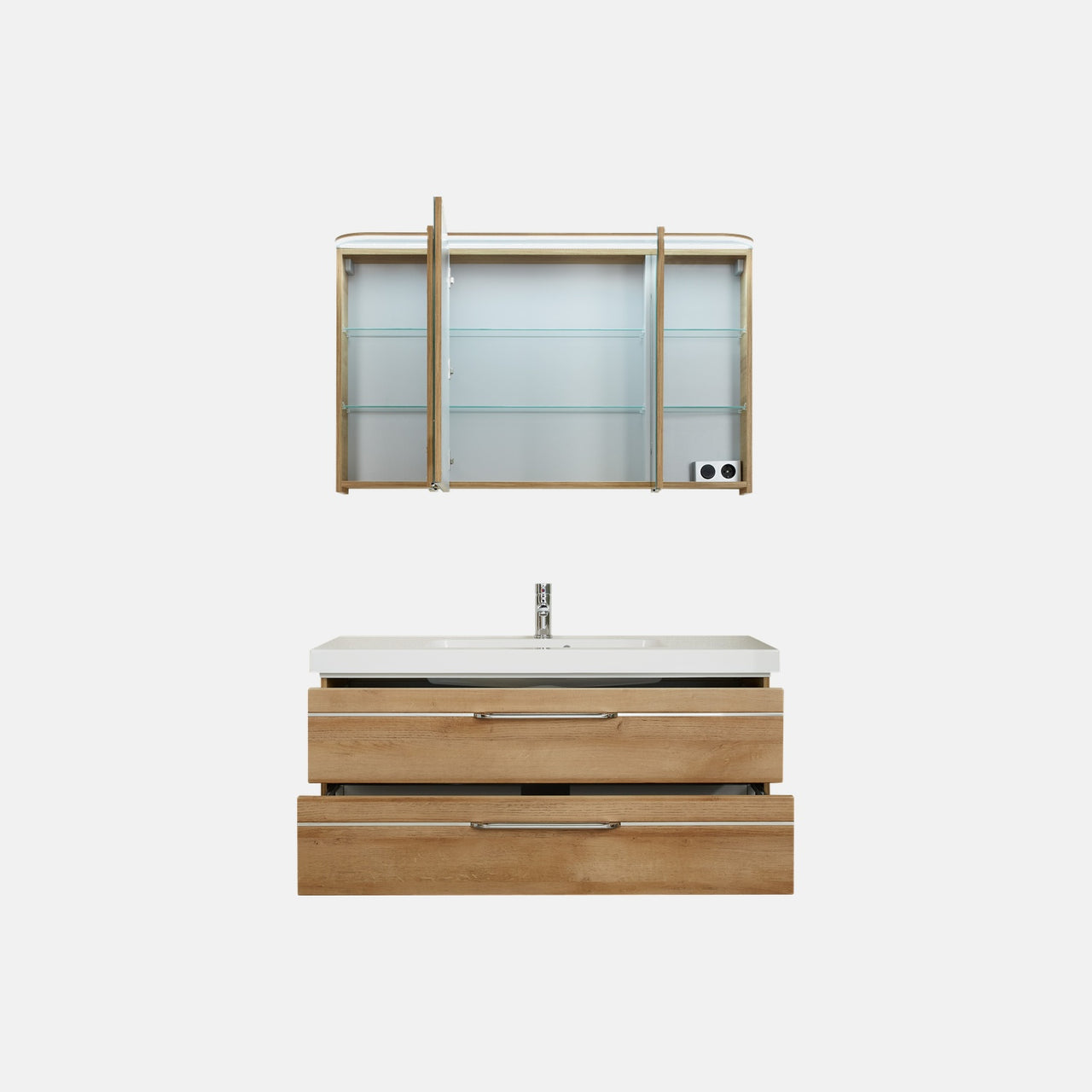 Pelipal Balto Sprint 123 cm Badmöbel Set 3-Teilig - Riviera Eiche