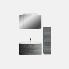 Pelipal Cassca Sprint 101 cm + 30 cm Badmöbel Set - Waschtisch mit Unterschrank, Spiegelschrank, Hochschrank - Graphit