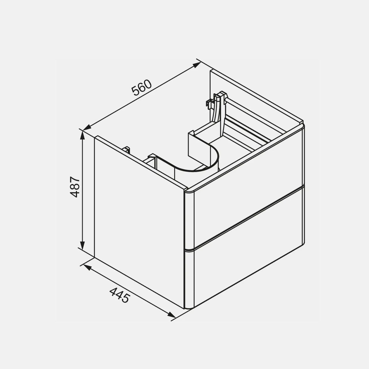 K8 Unterschrank | 56cm, Grafit Hochglanz