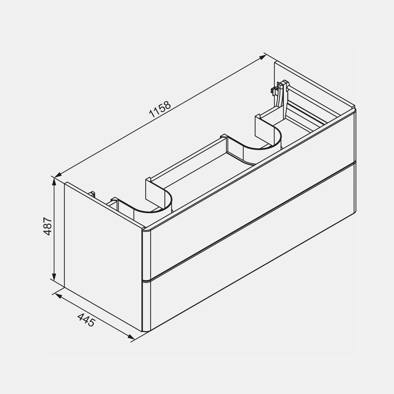 K8 Unterschrank | 116cm, Weiß Hochglanz
