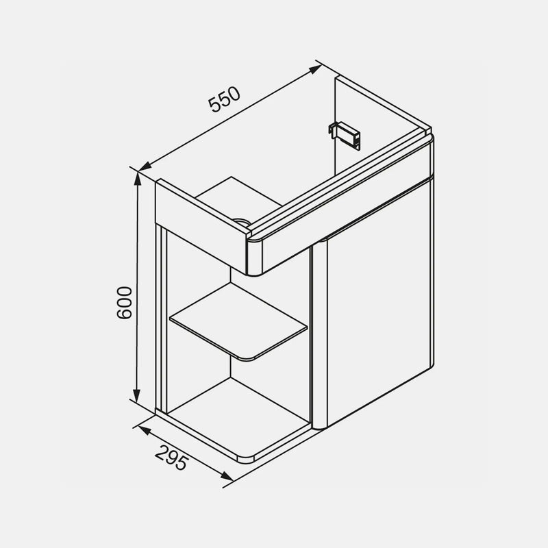 K8 Gäste Unterschrank | 55cm, Weiß Hochglanz