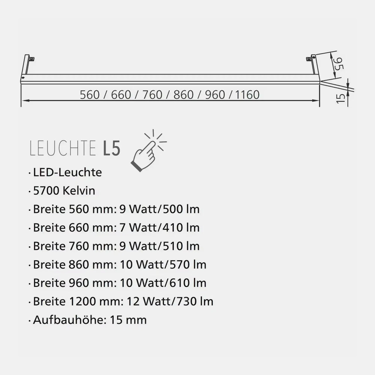 Spiegelschrank L5 | 100 cm mit dimmbarer Leuchte und drei Türen, Weiß Hochglanz
