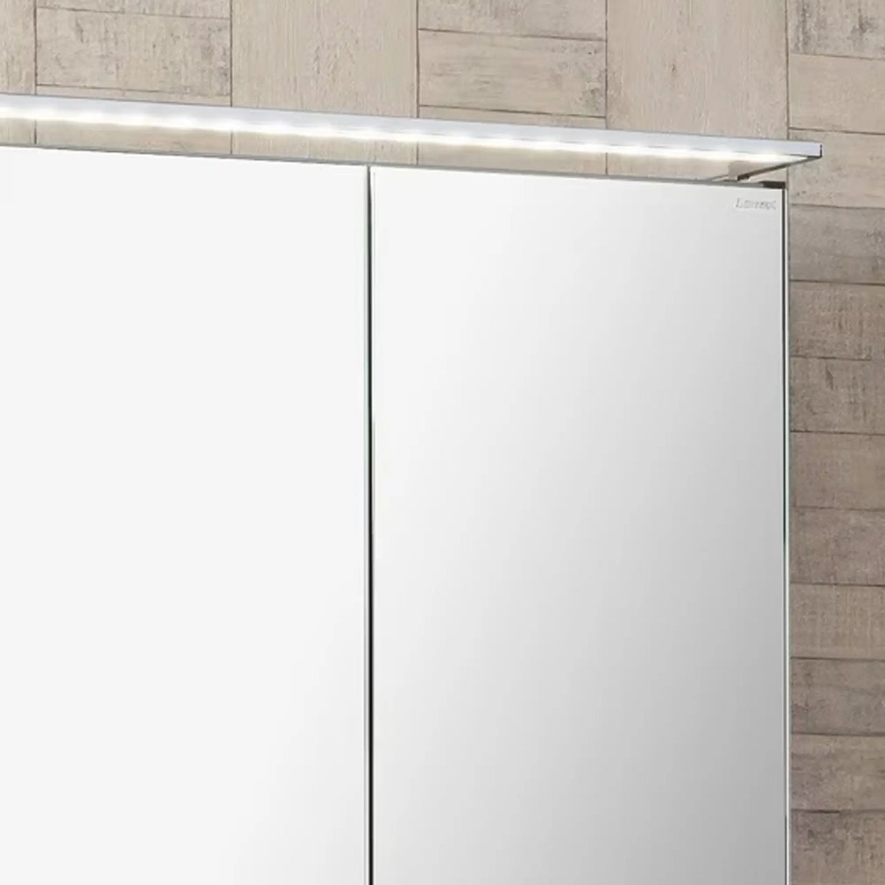 Spiegelschrank L5 | 120 cm mit dimmbarer LED-Leuchte und zwei Türen, Grafit Hochglanz