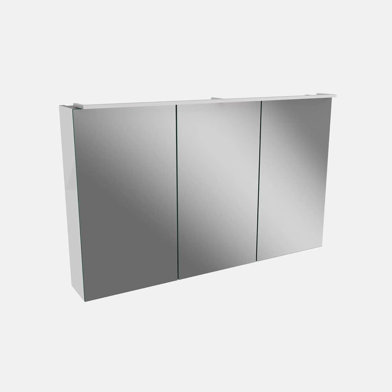 Spiegelschrank L5 | 100 cm mit dimmbarer Leuchte und drei Türen, Weiß Hochglanz