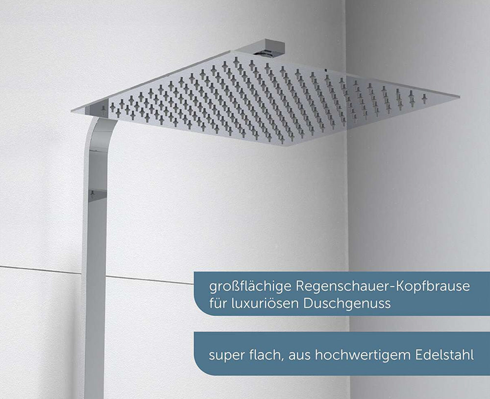 Kopfbrause-Set Ocean, Chom/Weiß, mit Thermostatarmatur, mit Ablage – Bild 4