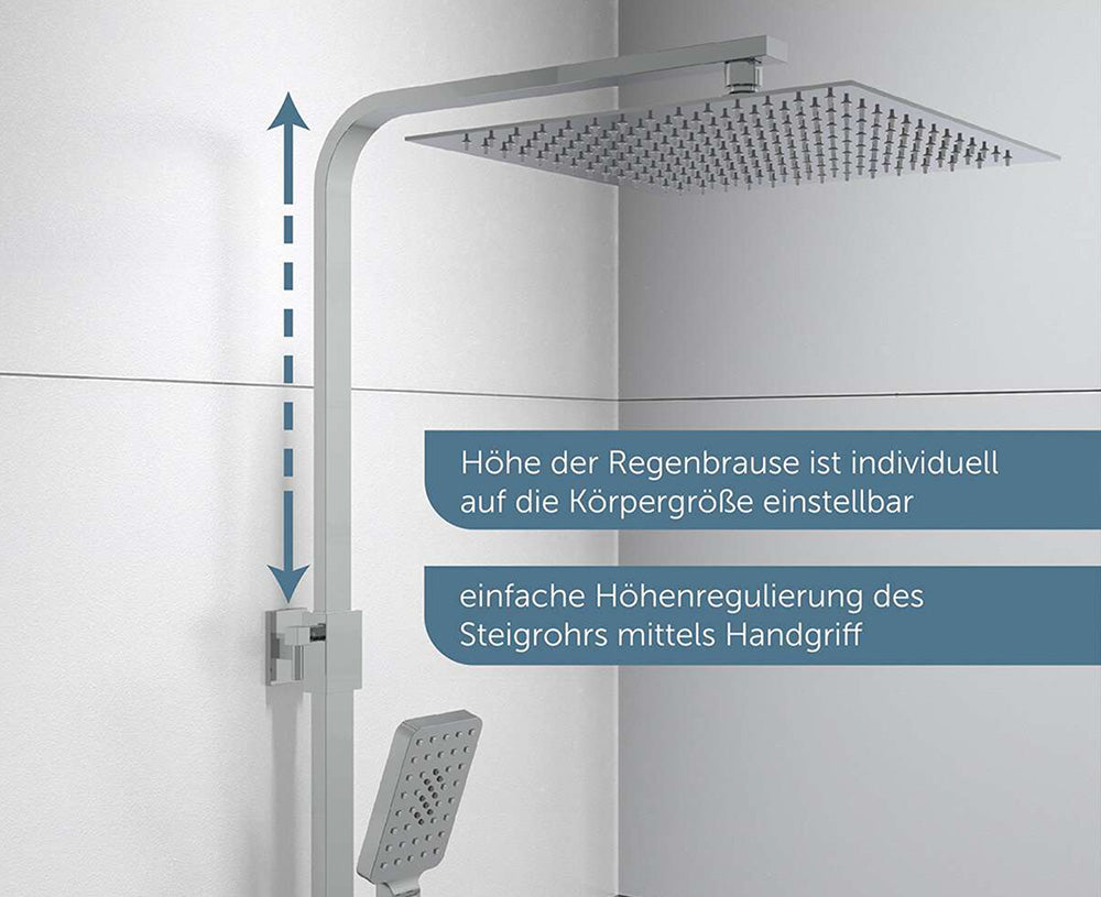 Kopfbrause-Set Ocean, Chom/Weiß, mit Thermostatarmatur, mit Ablage – Bild 2