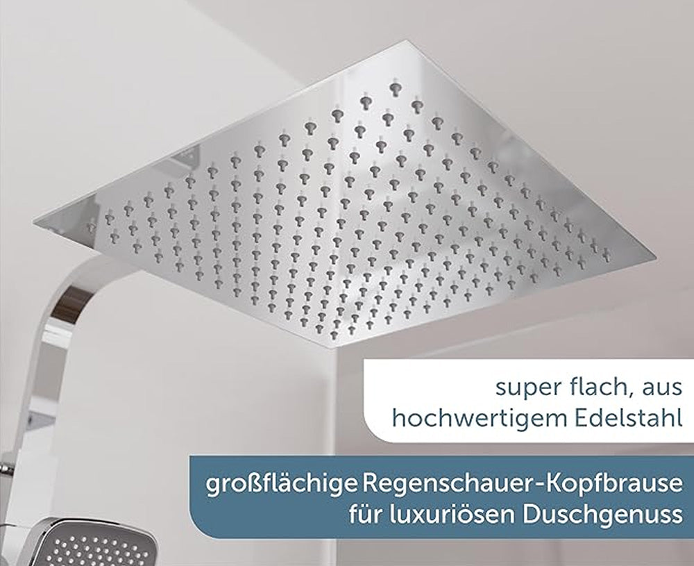 Kopfbrause-Set Ocean, Chrom/Anthrazit, mit Thermostatarmatur, mit Ablage – Bild 2
