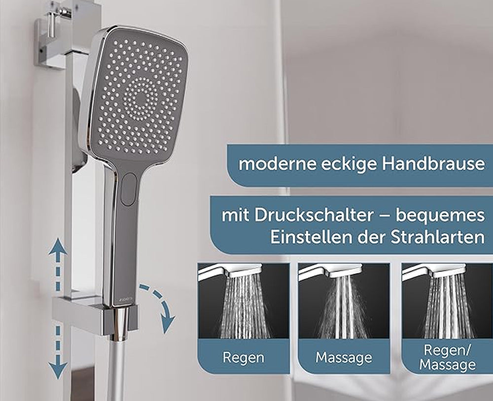 Kopfbrause-Set Ocean, Chrom/Anthrazit, mit Thermostatarmatur, mit Ablage – Bild 3
