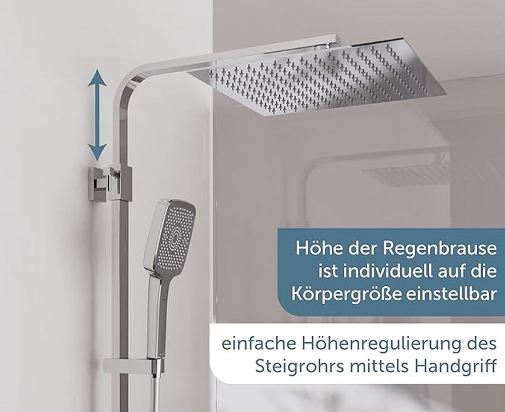Kopfbrause-Set Ocean, Chrom/Anthrazit, mit Thermostatarmatur, mit Ablage – Bild 4